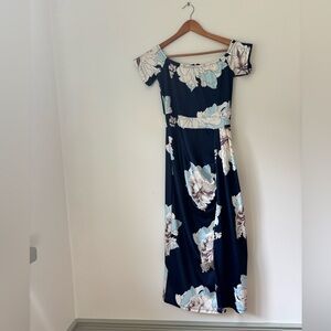 Floral Navy Blue Maxi Dress
